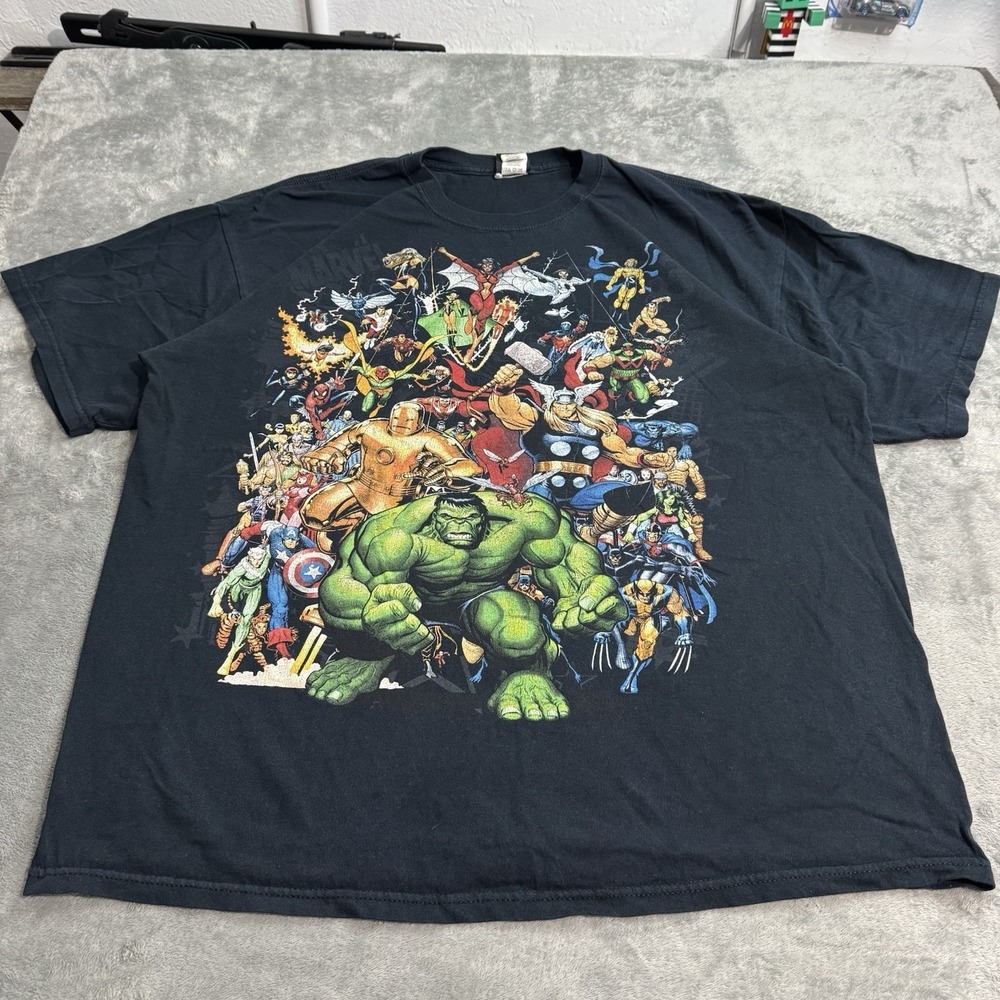 Vintage Marvel Comics Characters Shirt Mens Size XL Mad Engine Heroes Villains